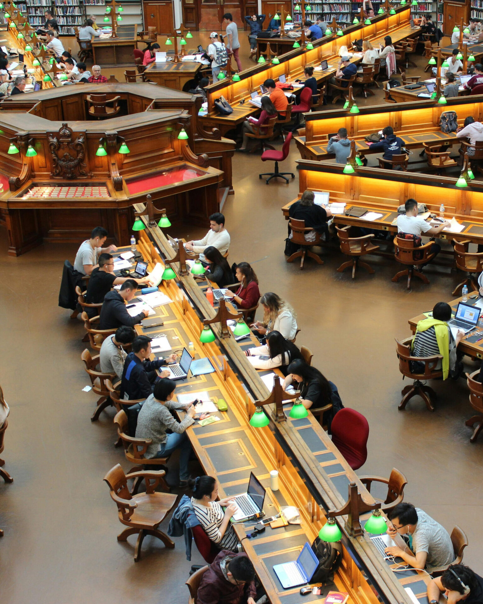 Students studying in a university library